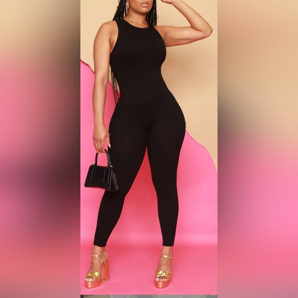 NWOT About That Snatched Cellulite Deleter Sleeveless Jumpsuit - Black
